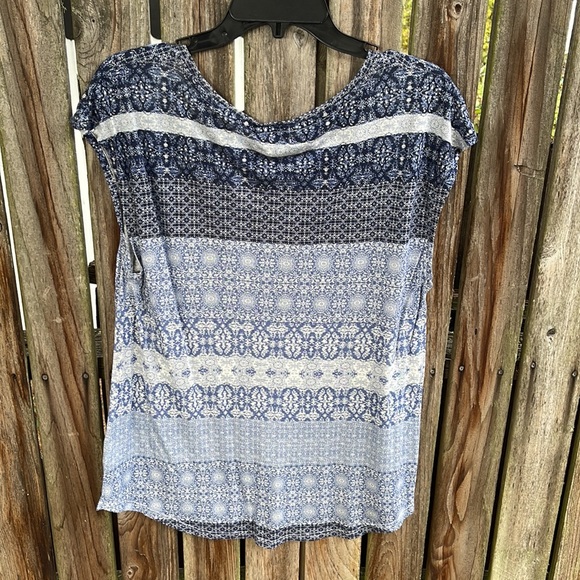 Lucky Brand Tee Large Blue Boho Lightweight Soft New Muscle Tee - Picture 5 of 5